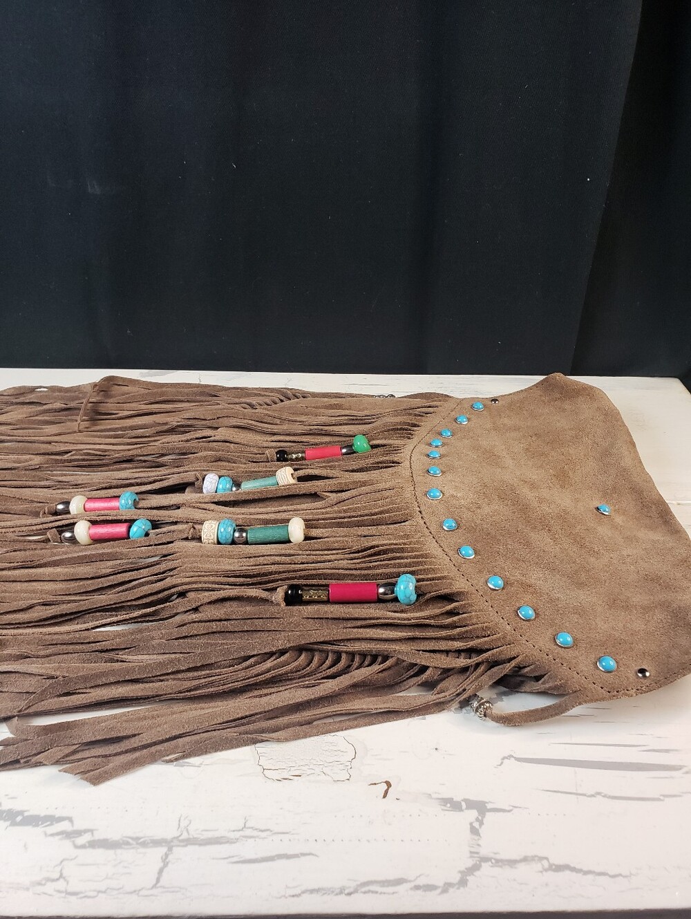 NEW Genuine Suede Leather Fringe Crossbody Bag - NWT - Picture 9 of 15